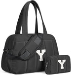 Friend Gifts-Women Duffle Bag with Initial, Personal Item Travel Bags，Gym Bag with Wet Pocket，Lightweight Travel Bags Personalized Tote with Makeup Pouch