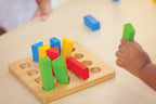 PlanToys Wooden Sorting and Stacking Geometric Peg Board (5125) | Sustainably Made from Rubberwood and Non-Toxic Paints and Dyes