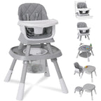Babyliebe 15-in-1 Baby High Chair, Convertible Highchair for Babies and Toddlers with Activity Center, Booster Seat, Building Block Table, Toddler Chair with Safety Harness, Removable Tray (Gray)