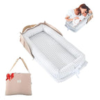 Baby Lounger for Newborn Portable Bag,Baby Nest Play Gym mat with Strap,Newborn Lounger Adjustable Size & Inner Zipper Lengthen Space to 24 Months(Gray Thousand Bird Check)