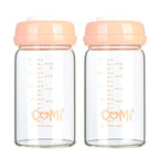 COMI Wide Neck Glass Breastmilk Collection n Storage Bottle, 6oz with Screw Ring Sealing Disk; Re-markable Sealing Disc. BPA Free, Fits Breast Pumps & Nipples (2 Pack Pink Lids)