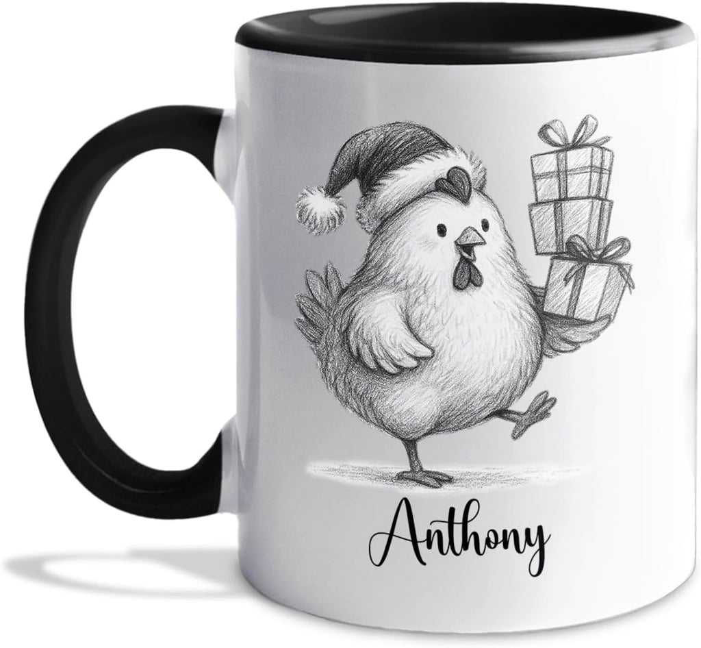 Personalized Name Chicken Coffee Mug Gift, Awesome Chicken White Ceramic Mug 11 Oz 15 Oz, Customized Animal Accent Cup Gift For New Year Anniversary, Unique Teacup For Chickens Lovers/Chickens Lady