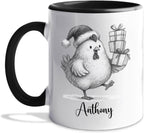 Personalized Name Chicken Coffee Mug Gift, Awesome Chicken White Ceramic Mug 11 Oz 15 Oz, Customized Animal Accent Cup Gift For New Year Anniversary, Unique Teacup For Chickens Lovers/Chickens Lady