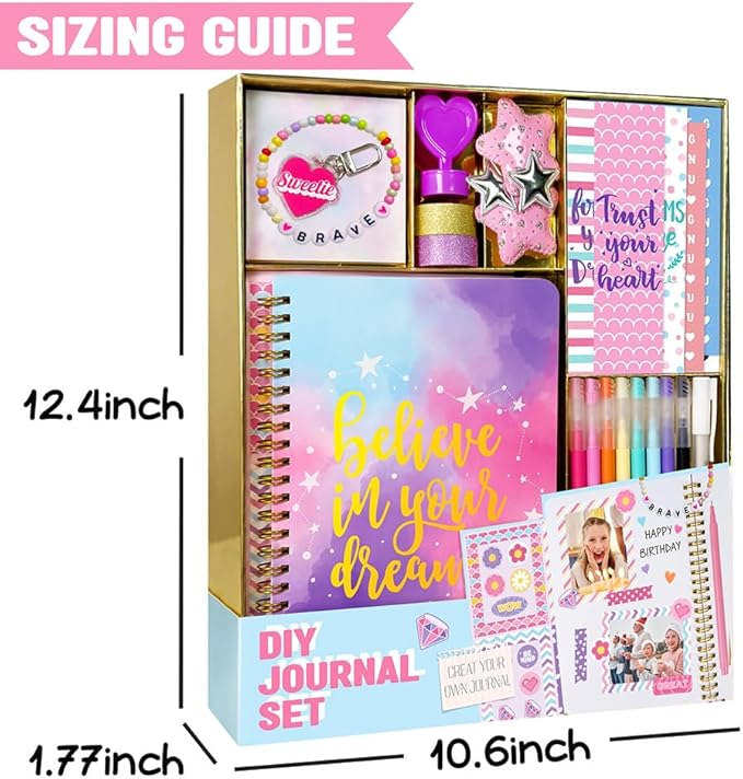 Nollh DIY Journal Kit for Girls - DIY Journal Set for Tween & Teen Girls, Stationery Set, Scrapbook & Diary Supplies Set, Journaling Art Crafts Kit, Ideal Gifts for 8 9 10 11 12 13 14 Year Old Girl