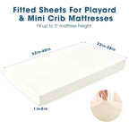 GRSSDER Mini Crib Sheets Fitted, Pack and Play Sheets 2 Pack, Ultra Soft Stretchy Pack N Play Sheets, Universal Fit for Playard Mattress, Jersey Crib Sheets Neutral for Boys and Girls, Beige/Gray