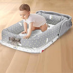 Baby Lounger for Newborn Portable Bag,Baby Lounger Play Mat for Awake-Time,Newborn Babies Essentials Gifts 0-24 Months Home Travel(Crown Grey)
