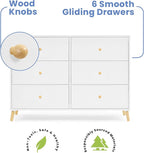 Delta Children Essex 6 Drawer Dresser, Bianca White/Natural