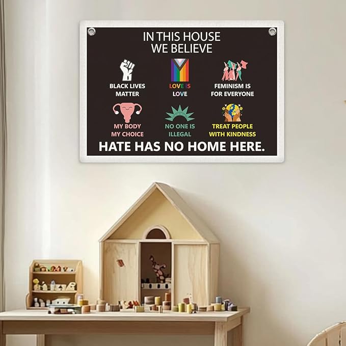 Pride Flag, Pride Banner, Love is Love Wall Decor, Feminist Gay Pride Lesbian LGBTQ Wall Hanging, Be Kind Banner Flag, Rainbow Wall Flag Home Living Room Decor, Banner for Room