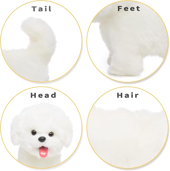 Plush Interactive Maltese Simulation Dog- Puppy Dog Toy for Kids-with Walking, Barking, Wagging Tail & Talking- Robotic Present Pet Toy for Toddler Kids Girls Boys