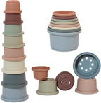 Stacking Cups Baby Toy Educational Cup Stacking Set 8-Pc Stackable Cups with Number Rainbow Nesting Cups for Babies 6-12 Months Stacking Cups for Toddlers 1-3 Perfect for Indoor/Outdoor