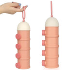 Accmor Formula Dispenser On The Go, 4 Layers Stackable Formula Container to Go, Non-Spill Portable Milk Powder Baby & Kids Snack Container, Pink
