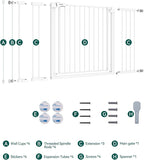 BABELIO 36-57" Extra Wide Baby/Dog Gate, Auto Close with Large Walk Thru Door,Safety for Pet, House, Stairs and Doorways, Pressure Mounted for Chlid, White