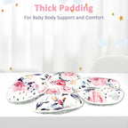 Pea Pod Baby Car Seat Head Support for Newborn, 2 in 1 Infant Car Seat Head Body Support for Girls Extra Soft Breathable Baby Car Seat Cushion Insert for Strollers, Swings, and Bouncers, Pink Floral