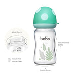 YOHKOH Natural Glass Baby Bottle with Natural Response Nipple, Newborn Anti-Colic Baby Bottles, Wide Neck Mushroom Cap Baby Bottle, Clear ((5.4oz (Pack of 2), Blue-A)