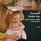 Baby Hair Brush Set for Newborns - Baby Brush and Comb Set - Ultra Soft Goat Hair Bristles, Perfect for Cradle Cap, Newborn Showers & Registries Gift, Comb Brush for Girls & Boys (Rosa)