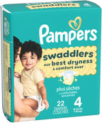 Pampers Swaddlers Diapers, Size 4 (15-34 lbs), 22 Count, Absorbent, Keeps Baby Dry and Comfortable, Skin Safe Disposable Baby Diaper (Packaging May Vary)