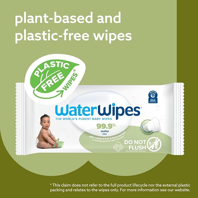 WaterWipes Sensitive+ Baby & Toddler Wipes, 3-In-1 Cleans, Cares, Protects, 99.9% Water, Textured Clean, Unscented & Hypoallergenic, 240 Count (4 Packs)