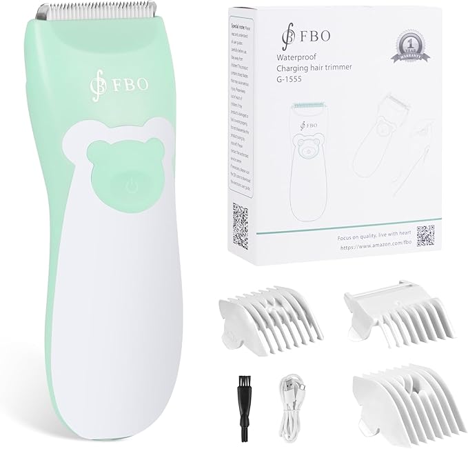 FBO Bikini Trimmer & Adult Painless Electric Shaver,Baby Hair Clippers Kit,Infant Kids Multipurpose Hair Trimmer-Quiet,Cordless,Waterproof,Rechargeable,Sharp Durable,with Ceramic Blades,Green