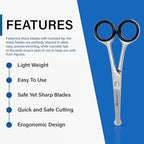 Ruvanti 5.2" Kids Hair Cutting Scissors - Safety Rounded Tip Barber Shears for Children, Infants & Facial Hair Trimming - Sharp Stainless Steel Blades, Ergonomic Grip - Ideal for Home & Salon Use