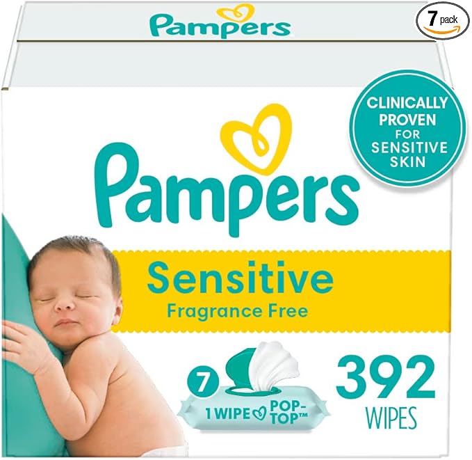 pampers sensitive baby wipes 392 ct OLD