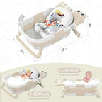TPN Collapsible Baby Bathtub, Baby Bath Tub with Soft Cushion & Real-Time Thermometer, Baby Bathtub Infant to Toddler Tub (0-36 Months), Portable Travel Baby Tubs for Newborns (Beige)