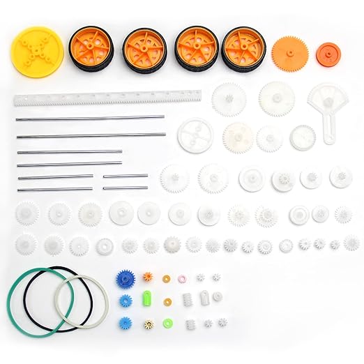 Fielect 78Pcs Plastic Gears Kit DC Motor Kit DIY Gear Assortment Accessories Set for Robot Various Axle Belt Bushings