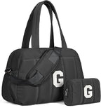 Women Duffle Bag with Initial, Personal Item Travel Bags，Stuff for Teen-Gym Bag with Wet Pocket，Lightweight Travel Bags Personalized Tote with Makeup Pouch