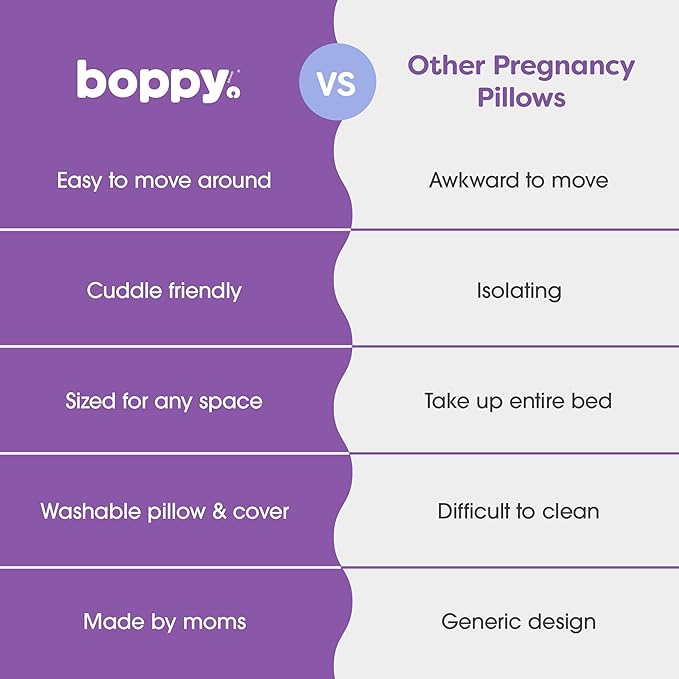 Boppy Total Body Pregnancy Pillow, Gray Scattered Leaves, Supportive Pregnancy Body Pillow for Versatile Full Body Use, Contoured Shape at All Stages