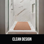 GORILLA GRIP Patented Square Shower Stall Mat, Small Bathtub Floor Mats for Stand Up Showers with Suction Cups and Drainage Holes, Machine Wash, Soft on Feet, Bathroom Accessories 21x21 Inch, Brown
