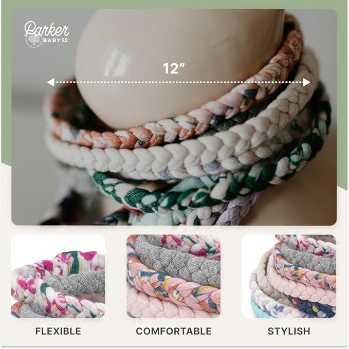 Parker Baby Co. Braided Headbands, Assorted (Pack of 10) Hair Accessories for Girls - Marigold Set