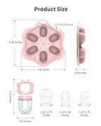 Silicone Baby Fruit Food Feeder (2 Pack) with Freezer Nibble Tray, Breastmilk Popsicle Molds for Baby Teething Relief, Feeder for Safe Infant Self Feeding, BPA Free, Dishwasher Safe, 3 Month+ Pink