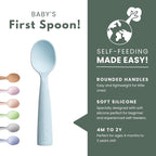 Miniware Silicone Baby Spoon for Training - BPA Free Baby Utensils - Baby Spoons Self Feeding 6 Months | 100% Food Grade Silicone - Modern & Dishwasher Safe Toddler Spoons (Aqua and Pistachio)