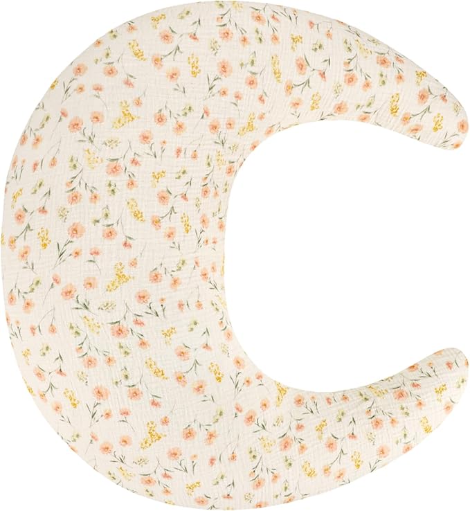 SWESEN Muslin Nursing Pillow Cover, Soft Removable Cover for Breastfeeding Pillows, Pillow Slipcover for Baby Boys and Girls, Comfortable & Breathable, Flower, Washable (Only Cover)