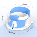 Baby Bath Seat Baby Bathtub - with Strong Suction Cups and 360° Surround Support – Easy Release, Non-Slip Cushion, Lockable Armrests – Infant Bath Chair for Babies 6-24 Months, Blue