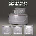 Wipe Warmer and Baby Wet Wipes Dispenser | Wipes Warmer for Newborn Baby Fast Top Heat | USB Travel & Portable Wipe Warmer with Light, Spring, Safety Lock | Wet Wipes Warmer for Bathroom 3 Temperature