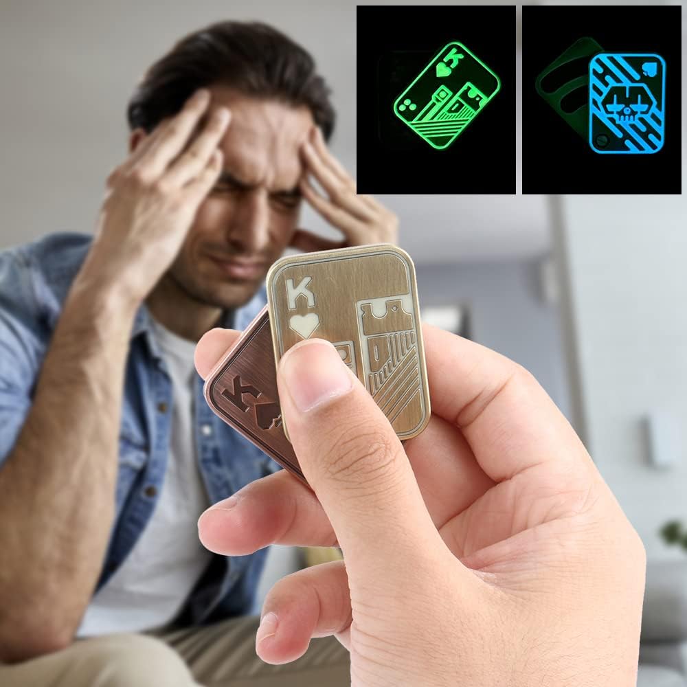 STONESTAR Poker Fidget Slider - Glow in The Dark Magnetic Metal Fidget Toys for Adults, Autism ADHD Sensory Toys Stress Relief Toys Office Desk Toys Gift for Father and Boyfriend