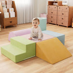 6 Piece Foam Climbing Blocks for Toddlers, Baby Climbing Gym with Ultra High Density Foam for Crawling and Sliding, Indoor Soft Play Set for Infant, Babies & Kids (Multicolor A, 6-Piece)