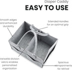 PandaEar 2 Pack Baby Diaper Caddy Organizer, Portable Diaper Holder Nursery Storage Basket for Wipes & baby stuff, Collapsible Baby Organizers with Divided Design (Grey/Brown)