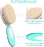 Baby Hair Brush and Comb Set, 4Pcs Baby Soft Bristles Hairbrush Cradle Cap Brush Hair Comb for Newborns Toddlers Boys Girls (Green)