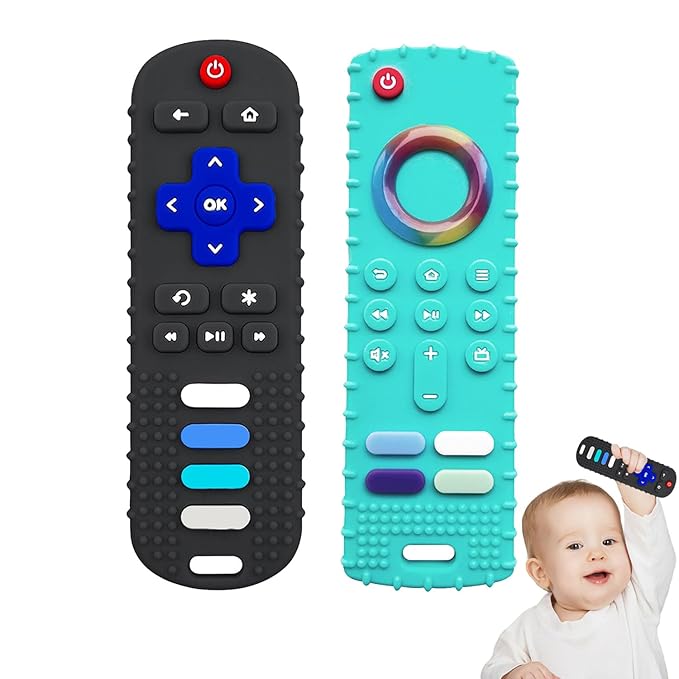 YAPROMO Baby Teething Toys,Reomte Teether Toys,Silicone Chew Toy for Babies 3+ Months, Remote Control Shape Teething Toy