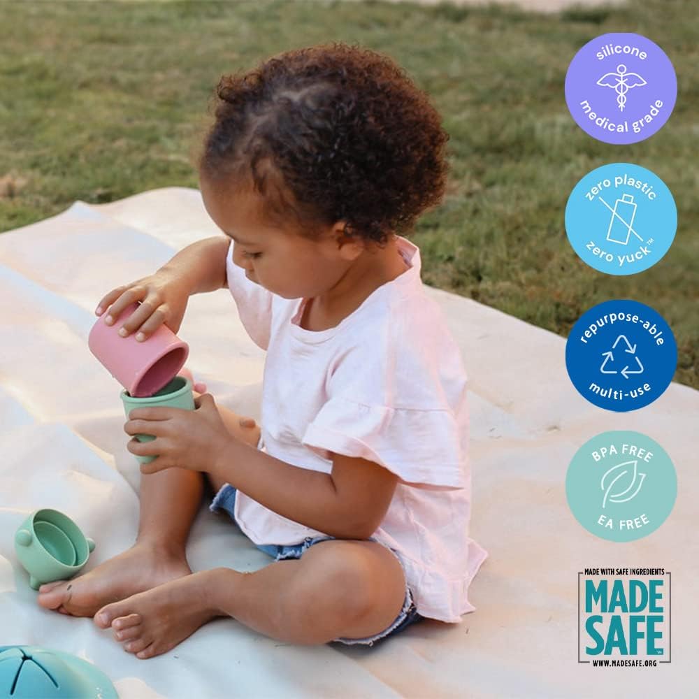 Pura my-my Silicone Trainer Cup 5oz/150ml - 100% Plastic Free, Reusable, Food Grade, Spill Proof Cups for Kids, Toddlers, Preschoolers, Babies & Infants - 3-Pack Slate, Mint & Moss