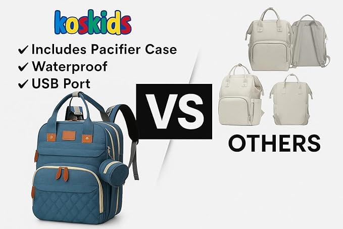 Diaper Bag Backpack – Large Waterproof Baby Bag with USB Charging Port, Changing Pad & Stroller Straps – Stylish, Durable & Hands-Free Travel Organizer for Moms & Dads (Dark Blue)