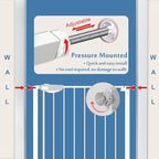 DEARBB Triple Lock Baby Gate for Stairs Doorways and House 31" to 86" Extra Wide Pressure Mounted Easy Walk Through Auto Close Safety Pet Gate White 31.1-48.42"