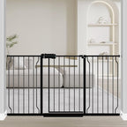 Fairy Baby Extra Wide Baby Gate Black 57.5-62 Inch Wide, Walk Through Pressure Mounted No Drill, Long and Large Tension Dog Gates for Pet and Kids