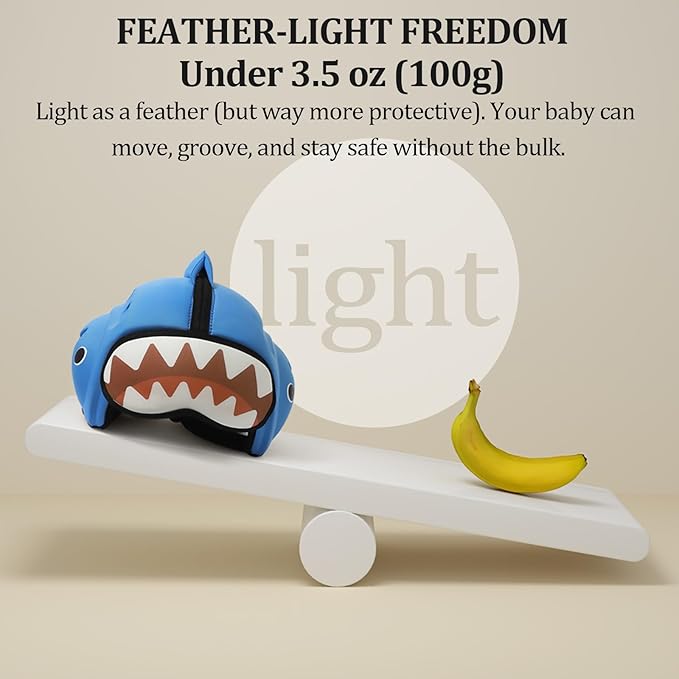 Baby Head Protector Baby Helmet for Crawling and Walking - No Bumps and Soft Safety Peak - Ultra Light and Adjustable Baby Head Protector Suitable for Babies 6-24 Months-Shark