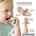 SAMiGO Silicone Baby Spoons Self Feeding 6+ Months - Infant Toddler Utensils - First Stage Baby Led Weaning Feeding Supplies - Set of 3 Pack