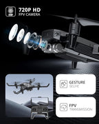 DEERC D20 Mini Drone for Kids with 720P HD FPV Camera Remote Control Toys Gifts for Boys Girls with Altitude Hold, Headless Mode, One Key Start Speed Adjustment, 3D Flips 2 Batteries, Black