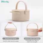 Snack Cups for Toddlers, Baby Snack Containers, Silicone Toddler Snack Cups No Spill, Food Catcher with Lid & Bucket-like Handle, BPA Free & Dishwasher Safe, 9 Ounce Creme