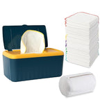 54 Packs Flannel Reusable Baby Wipes with Blue Wipes Dispenser, Reusable & Natural Skin-Friendly Cloth Baby Wipes, Body Face Hand Washcloth Essential for Cloth Diapers