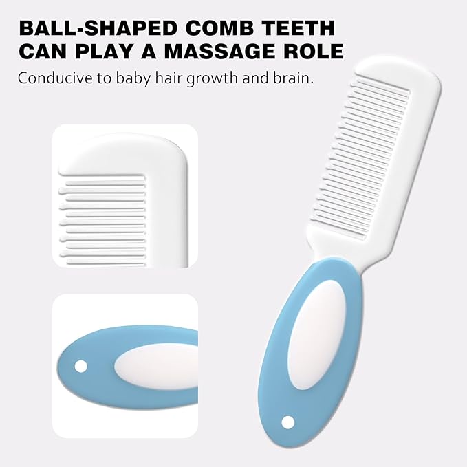 Baby Grooming Kit,Baby Health Care Kit,Baby Brush Soft Bristles 5 pcs Baby Nail Kit Nursery Care Kit Baby Hair Brush Hair Comb Nail Kit Safety Cutter Nail Clipper Set Blue